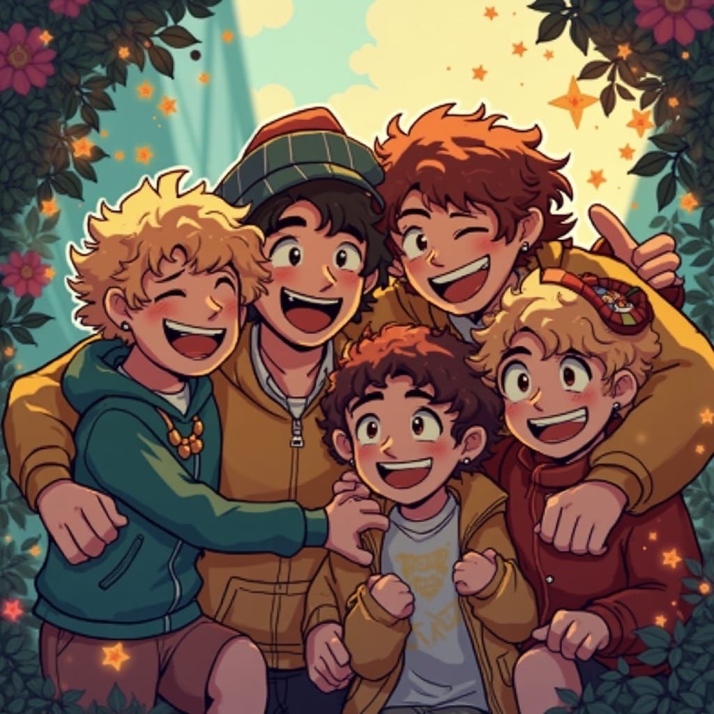 Joyful Family in a Dreamlike Landscape