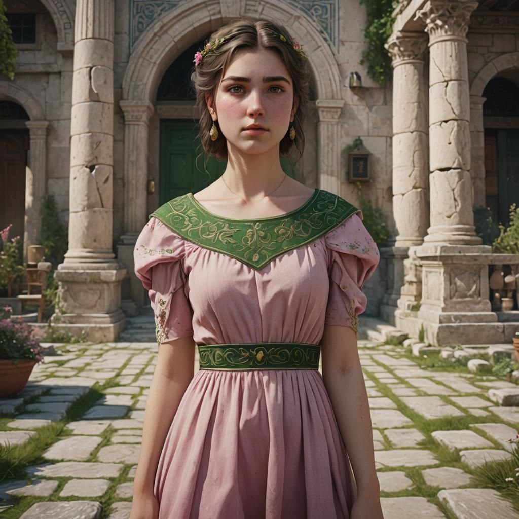 Greek Woman Portrait in Detailed Fantasy Art Style