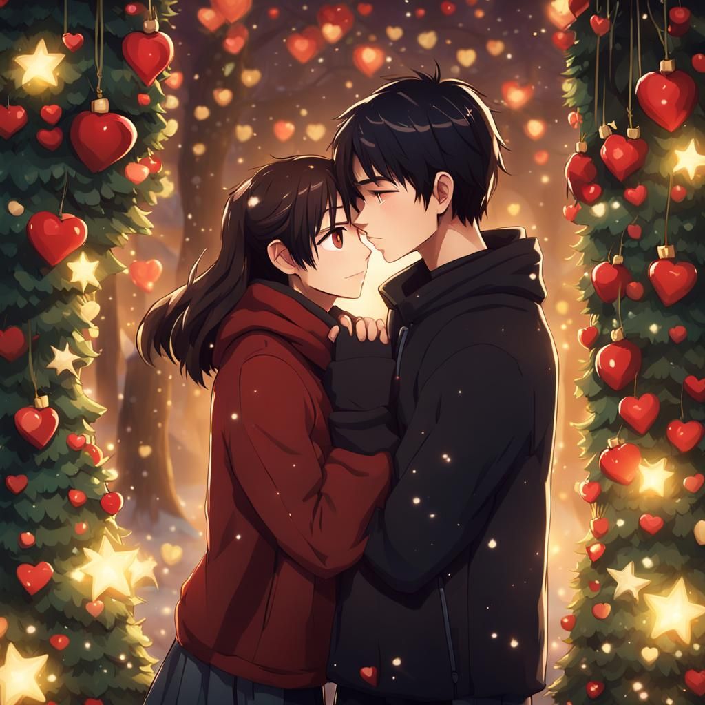 Lovers Reunited: A Cosmic Kiss Illustration