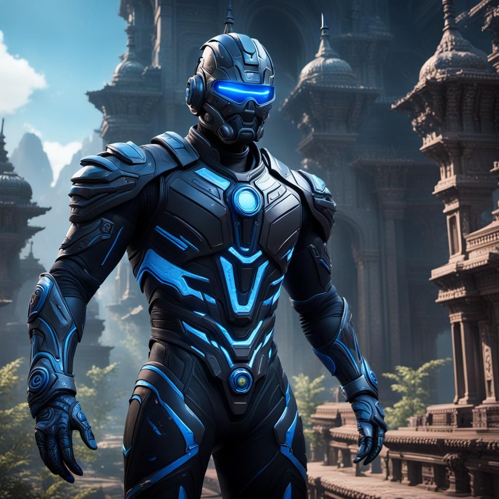 Indian Man in Nanosuit: Detailed Matte Painting