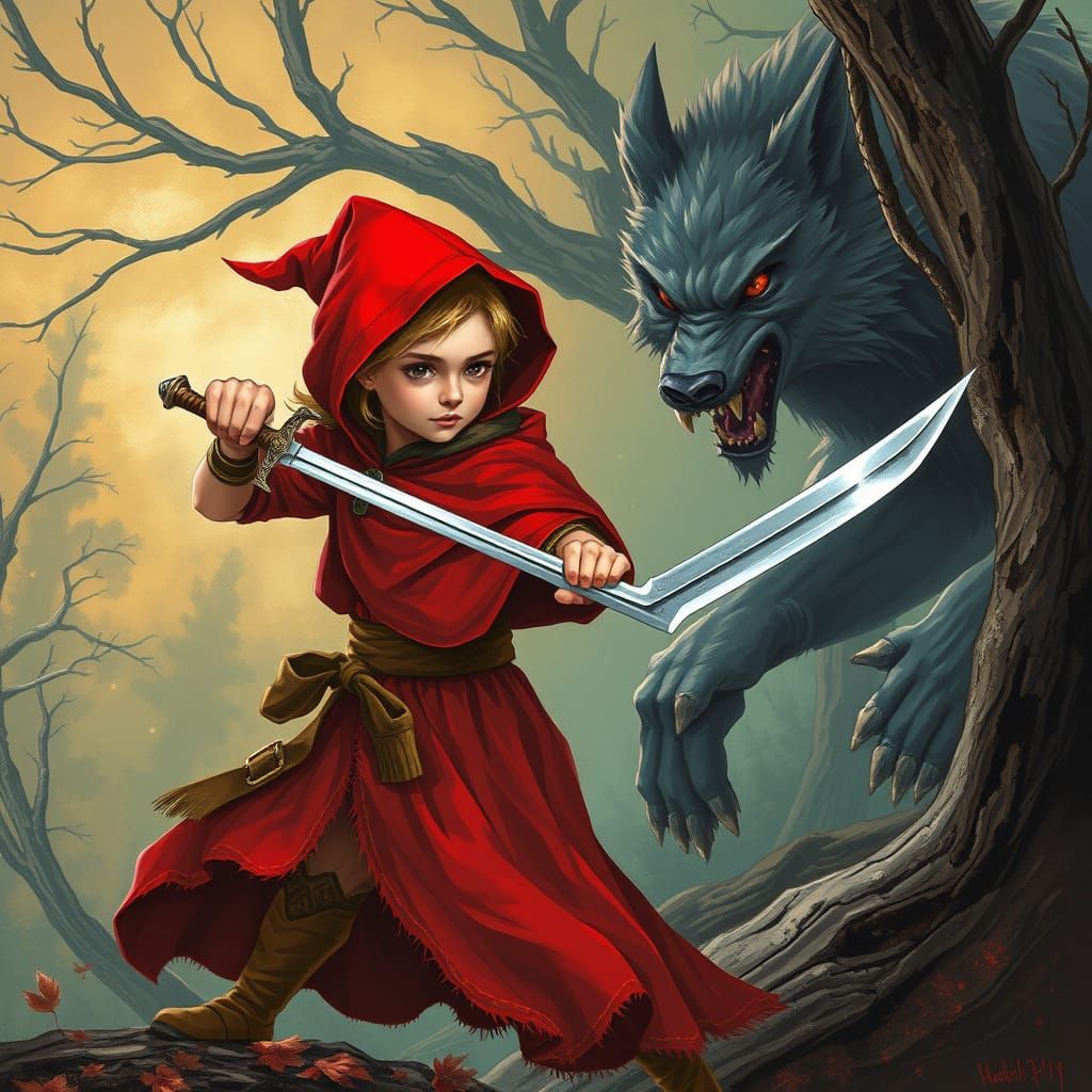 Little Red Riding Hood Empowered as a Fearless Warrior