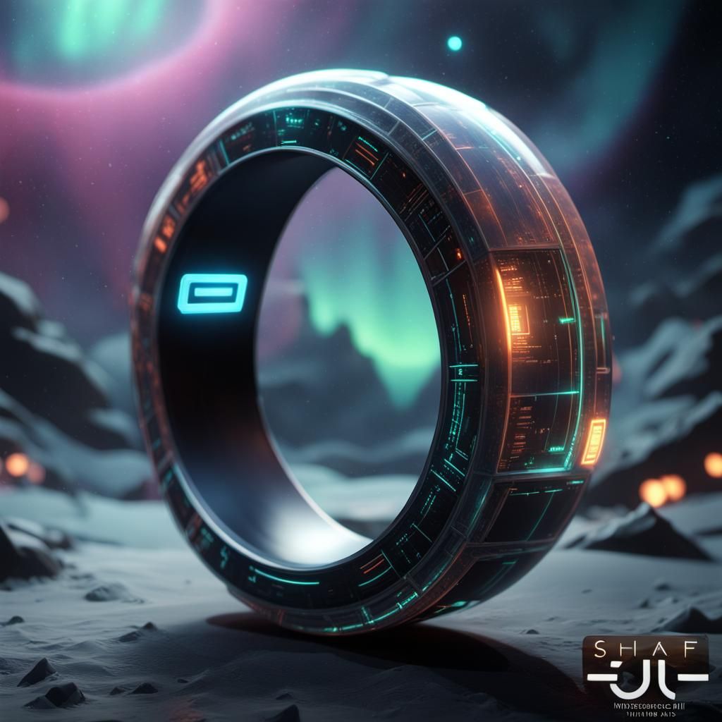 Sci-Fi UI Interface in Detailed Resin Ring