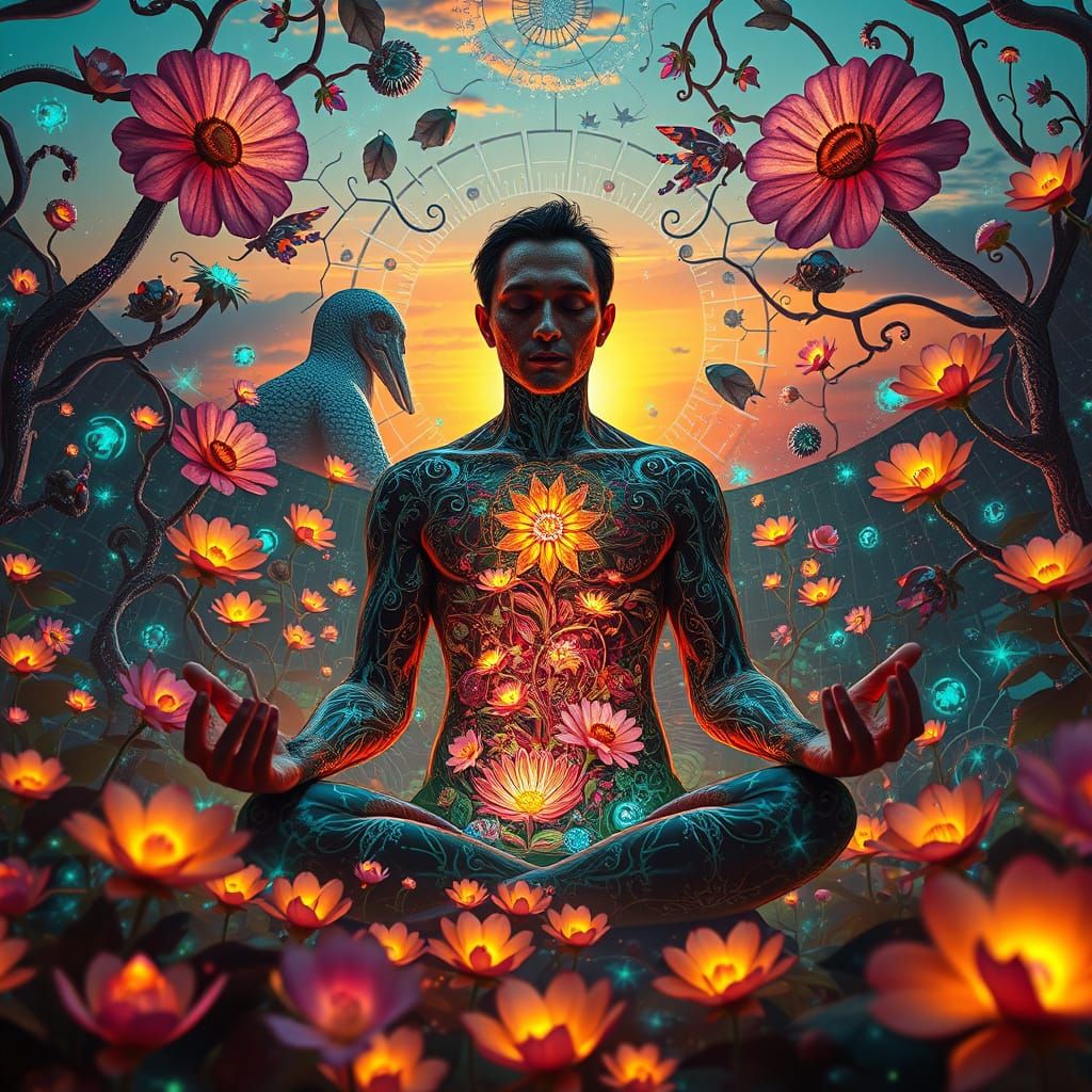 Dreamlike Fusion of Art and Nature in a Whimsical, High-Reso...