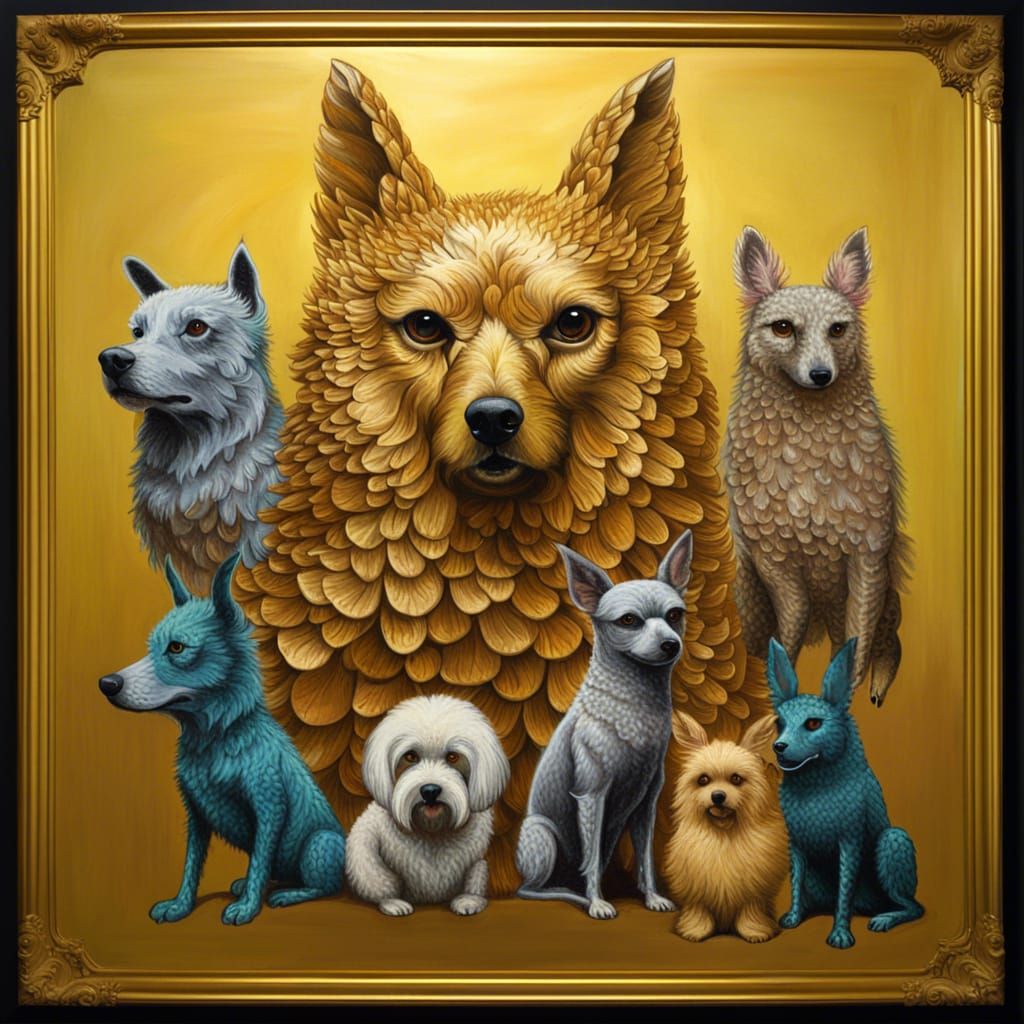 Surreal Sci-Fi Tower of Animals in Impasto Style