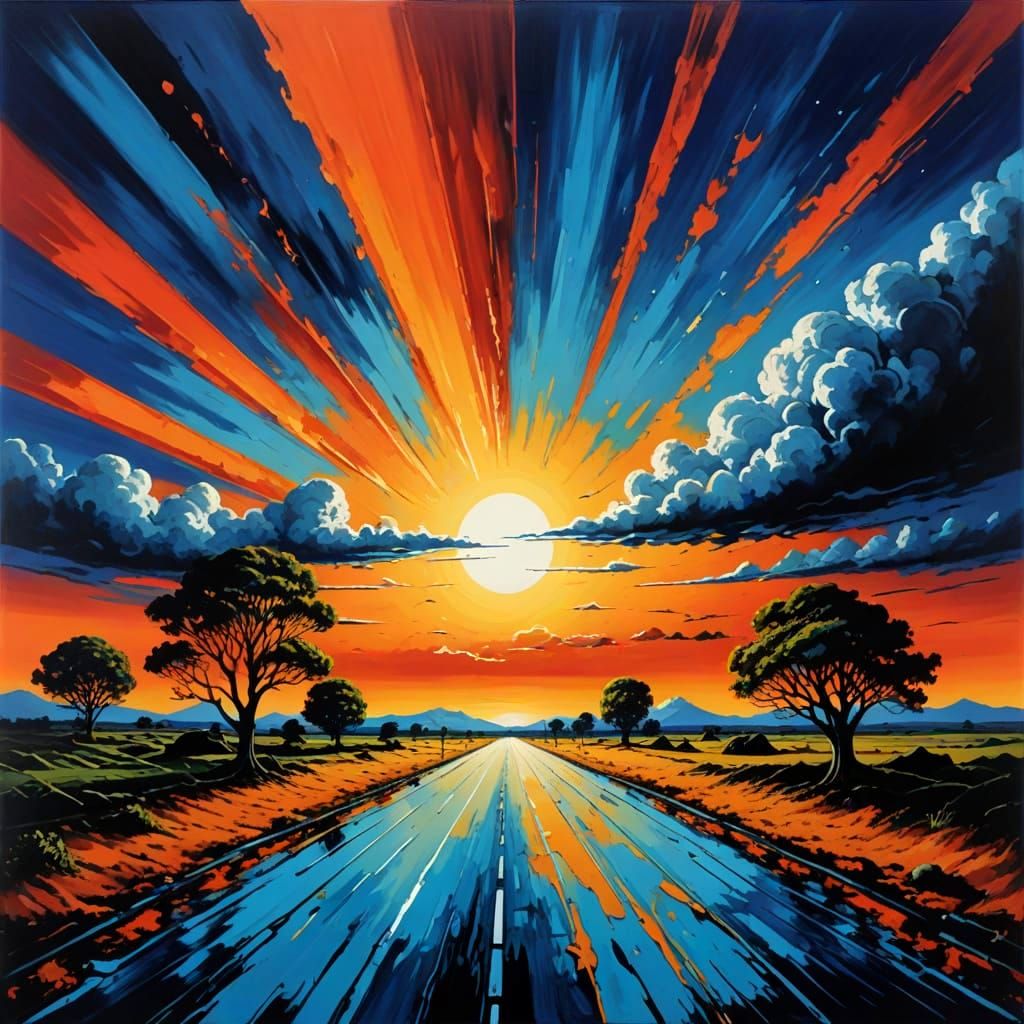 Surreal Road to the Horizon in Complementary Colors