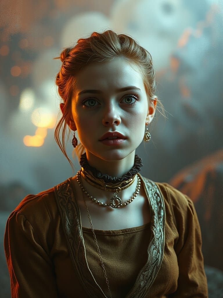 Dreamlike Portrait of a Young Woman in Ethereal Colors