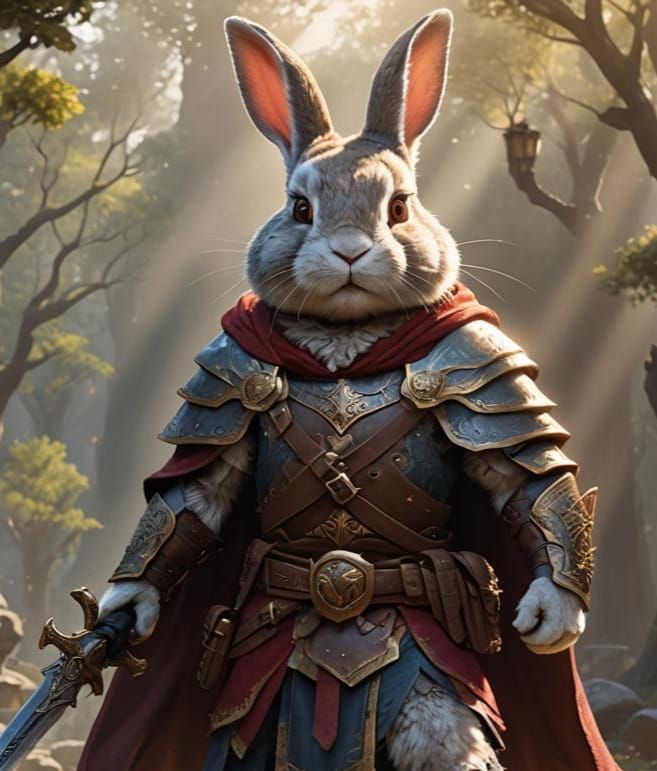 Fluffy Rabbit Barbarian in D&D Style