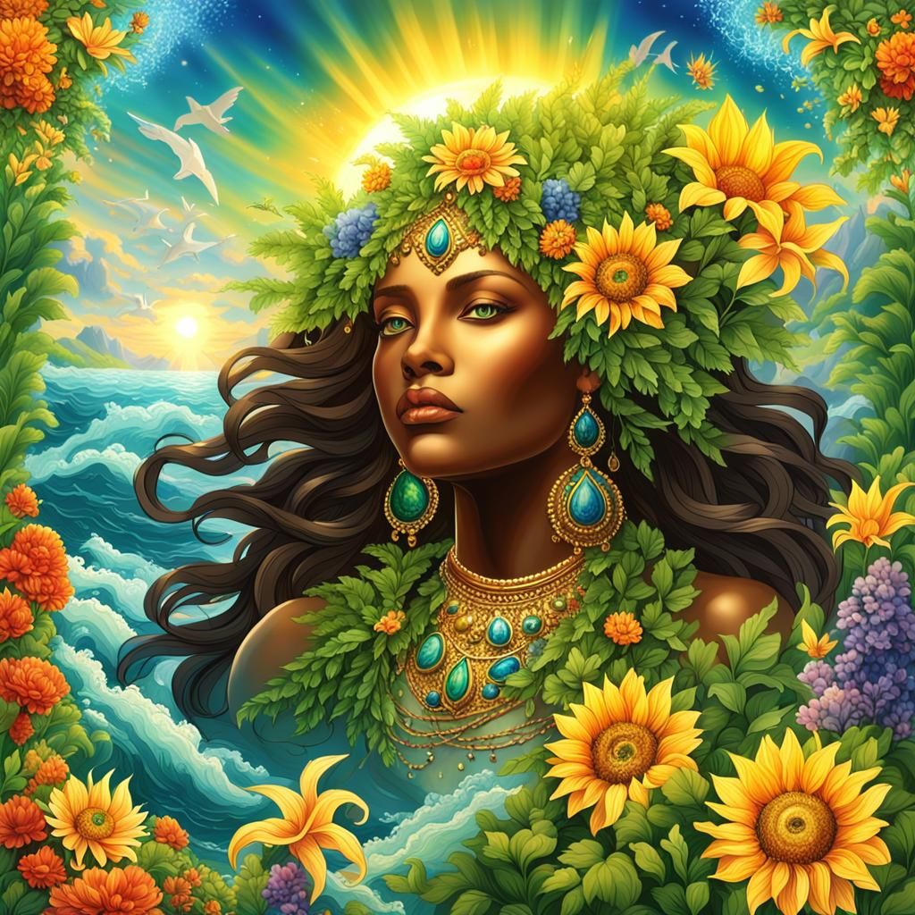 Gaia, Goddess of Creation, Emerges from the Ocean