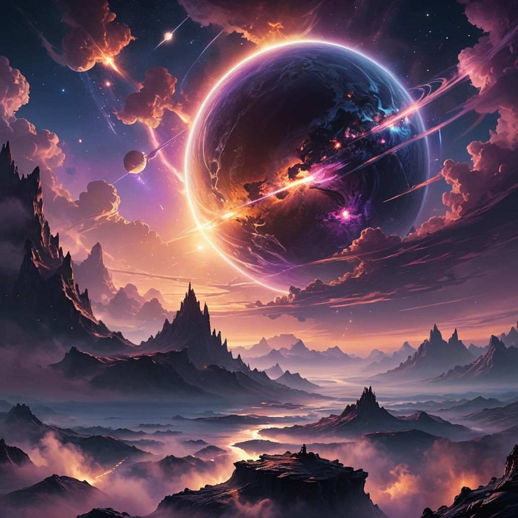 Glowing Planet in Space Concept Art