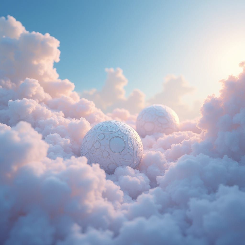 Whimsical UFOs in Ethereal Cloudscape