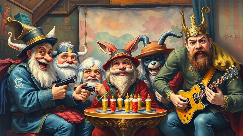 Epic Gouache Painting of Game Characters