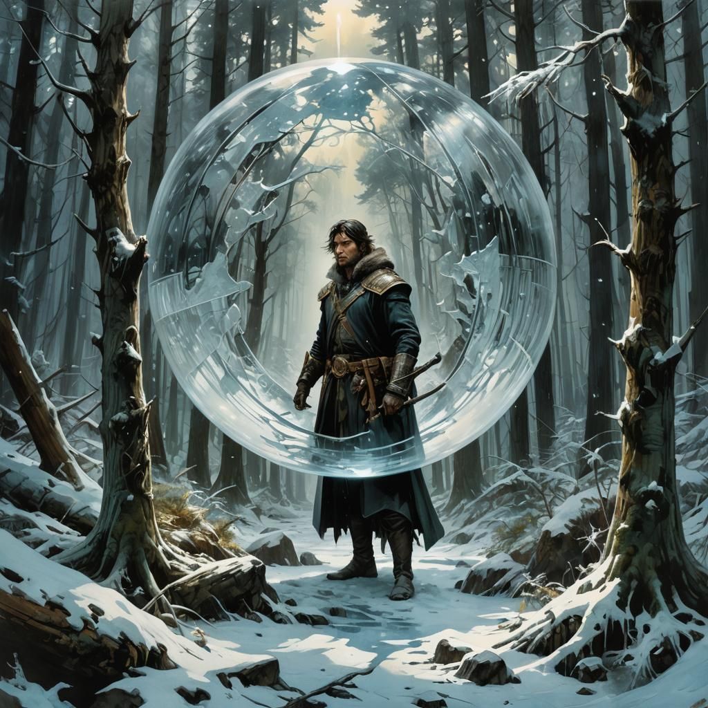 Elminster Casts Ice Sphere in Retro D&D Style