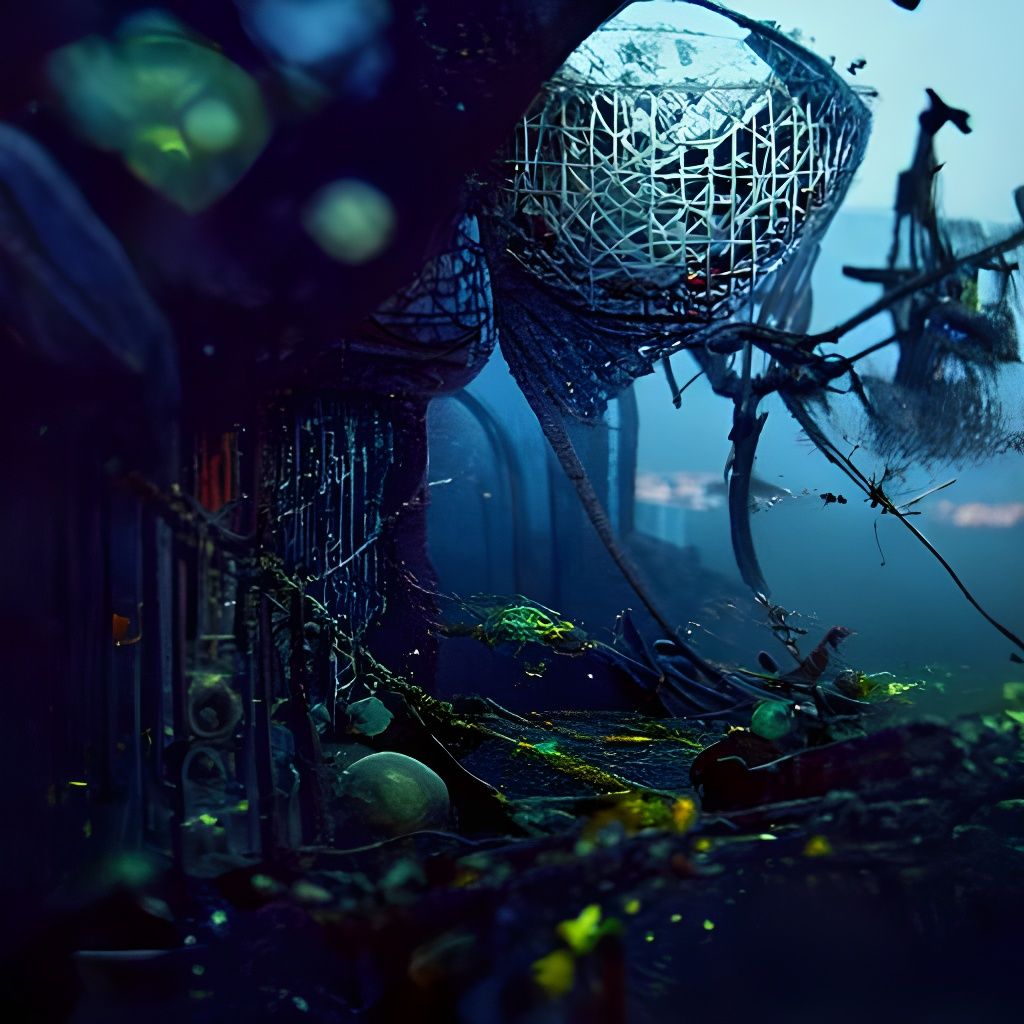 Ominous Ruins in Fishing Net: Digital Matte Painting