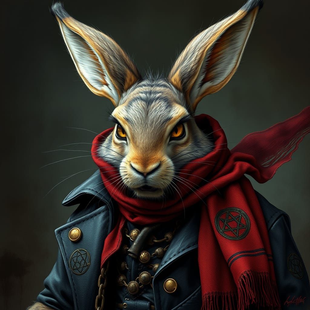 Steampunk Rabbit with Piercing Yellow Eyes