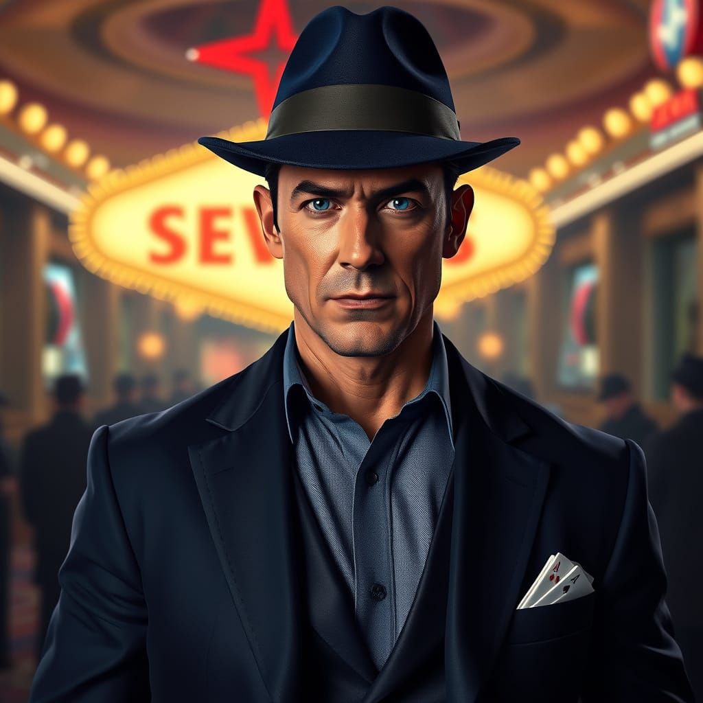 Sophisticated Man in Fedora, 3D Game Cinematic Style