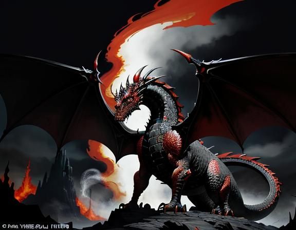 Fiery Dragon in Dynamic Fantasy Art Style