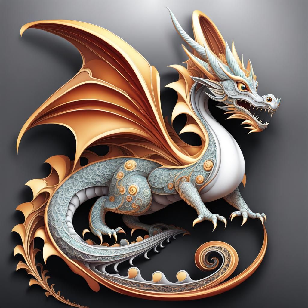 Cute Dragon in Abstract Vector Fractal Style