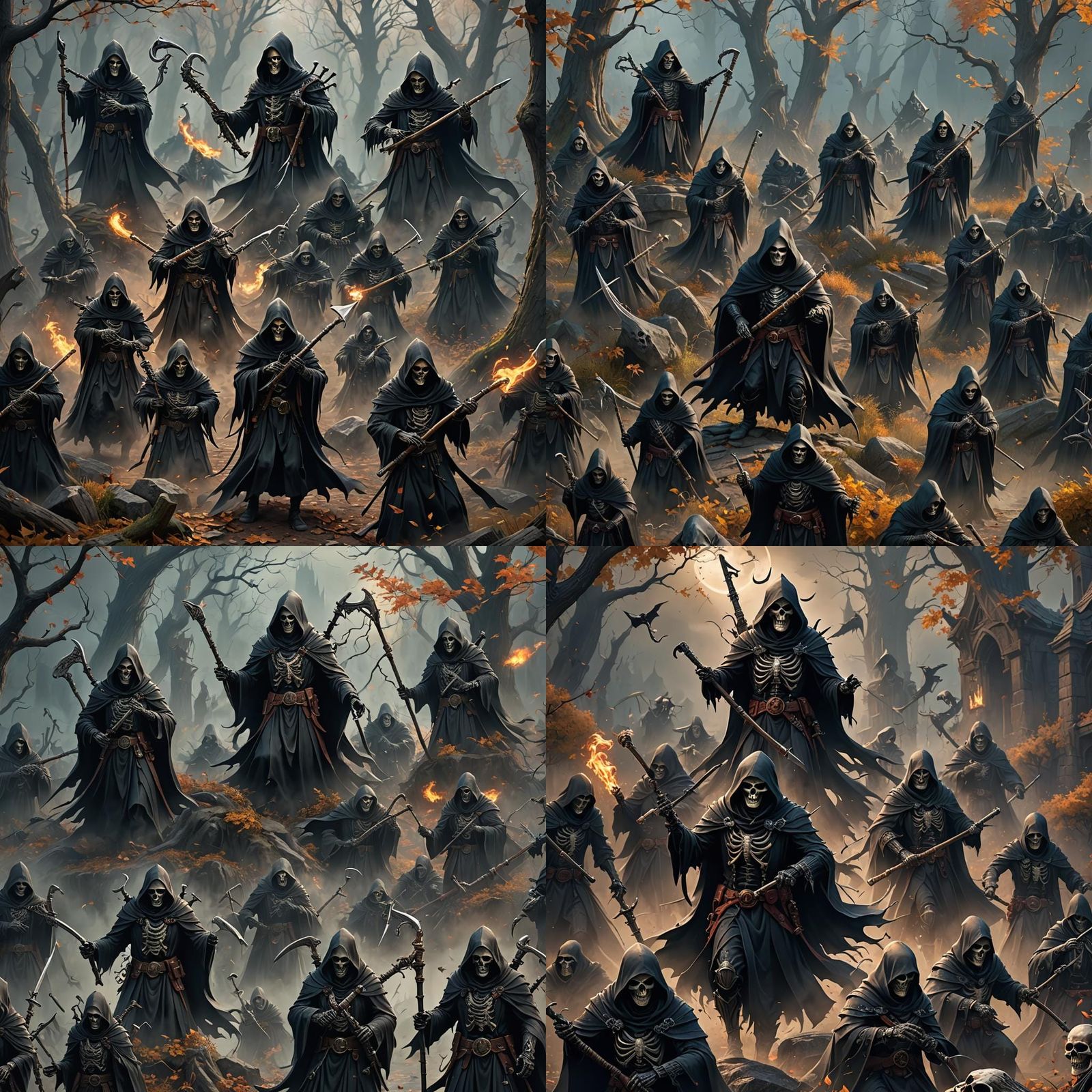 Grim Reapers Piping: Detailed Fantasy Art
