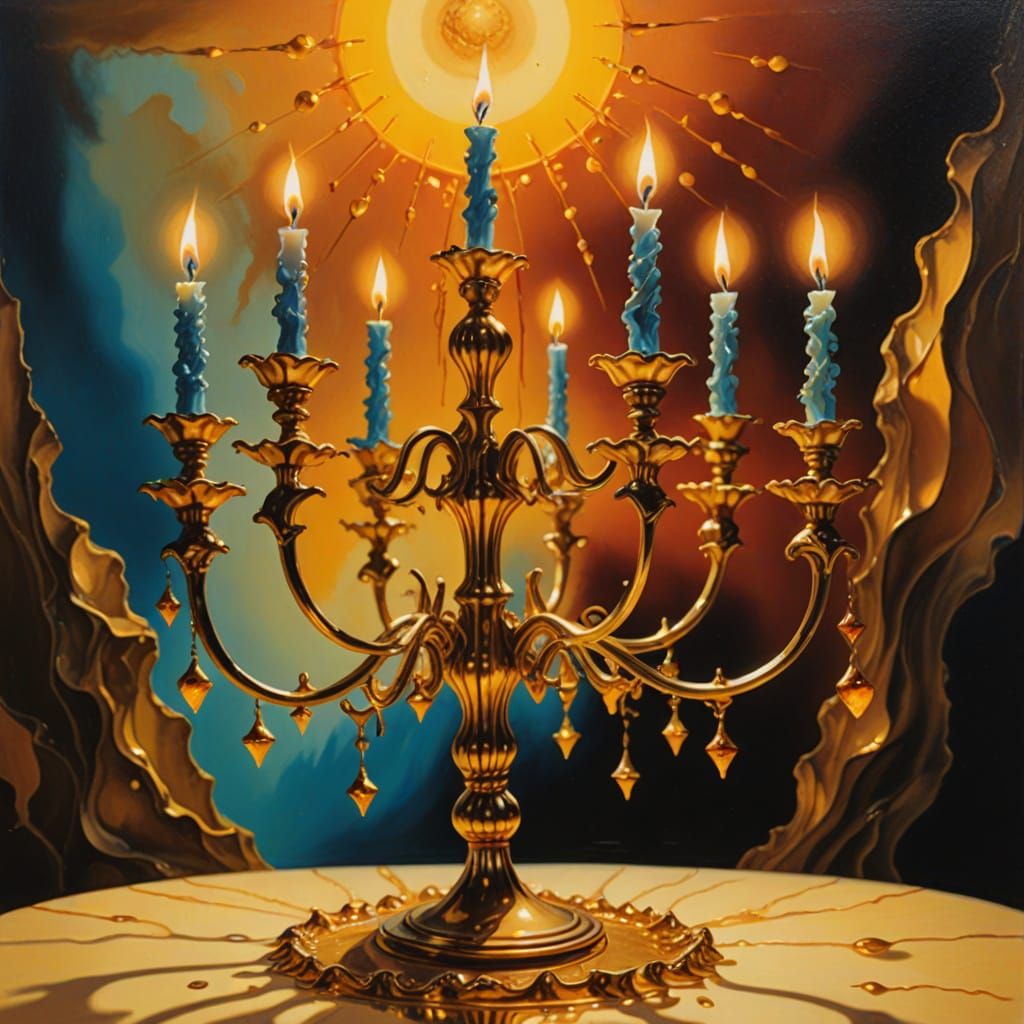 Candelabra with Miniature Suns in Surreal Style