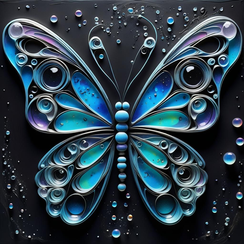 Abstract Iridescent Butterfly in Cubist Gothic Style