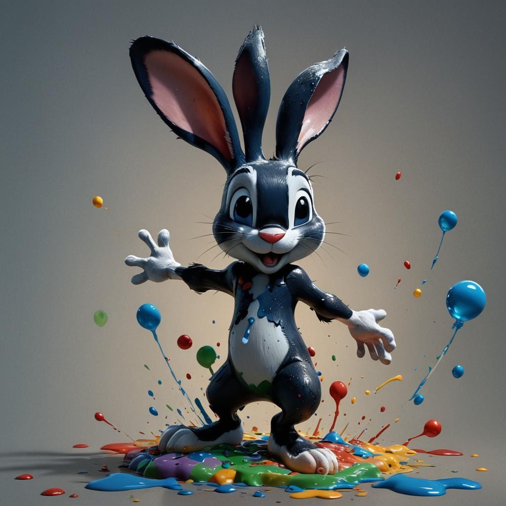 Hyperrealistic Oswald the Lucky Rabbit Splash Art