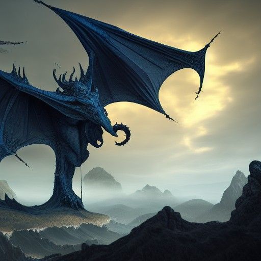 Fantastical Shadow Dragon in Detailed Matte Painting
