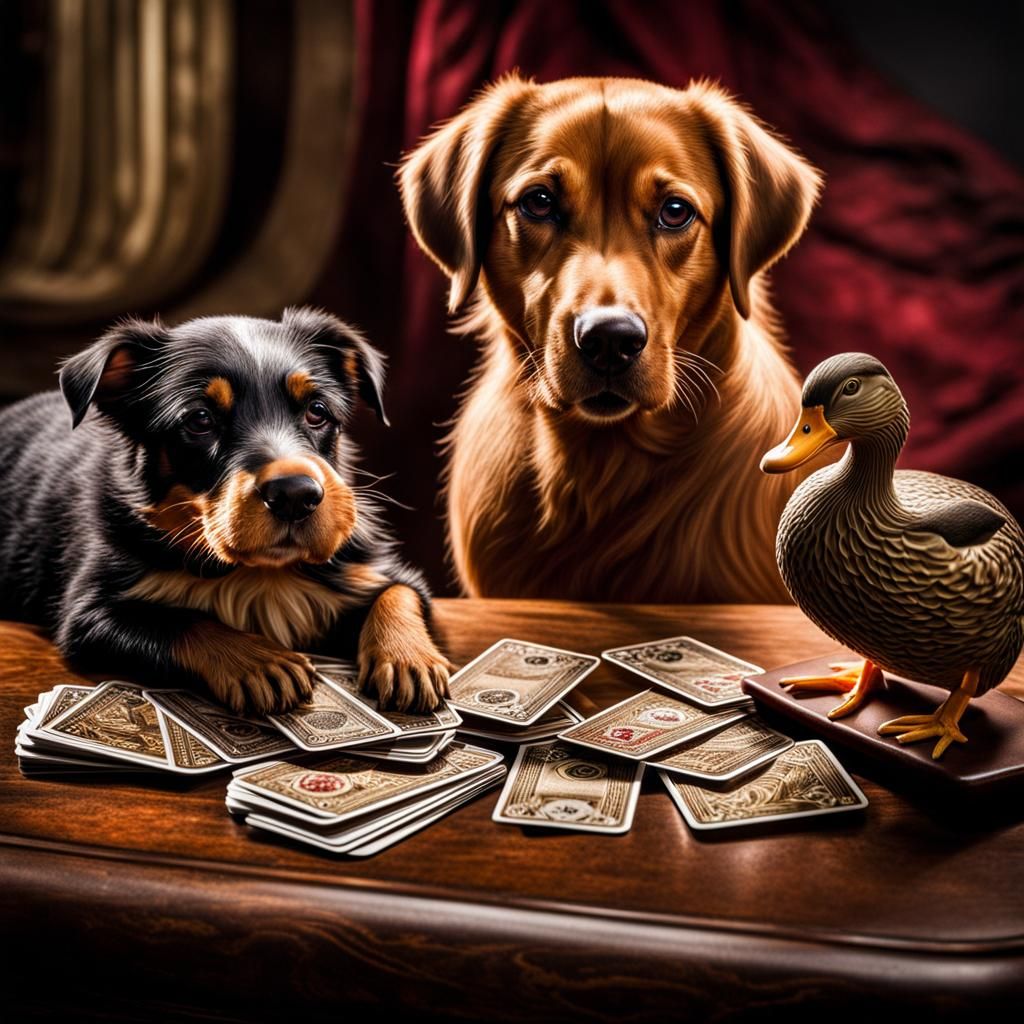 Dog, Duck, and Beaver Play Cards