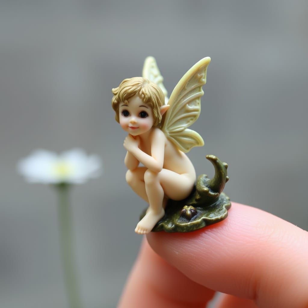 Resin Cast Pixie Perched on a Finger