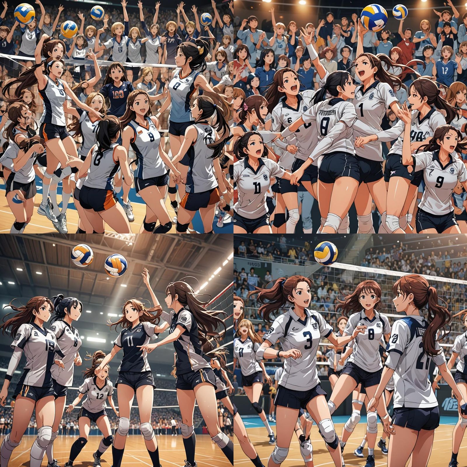 Anime Volleyball Girls in Cel-Shaded Style