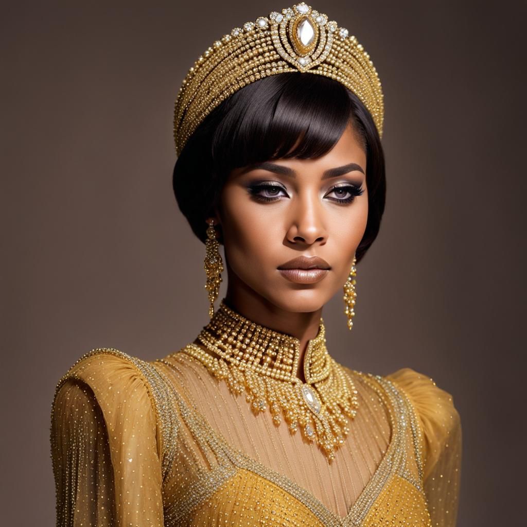 The Yellow Zircon Goddess in Elegant Haute Couture