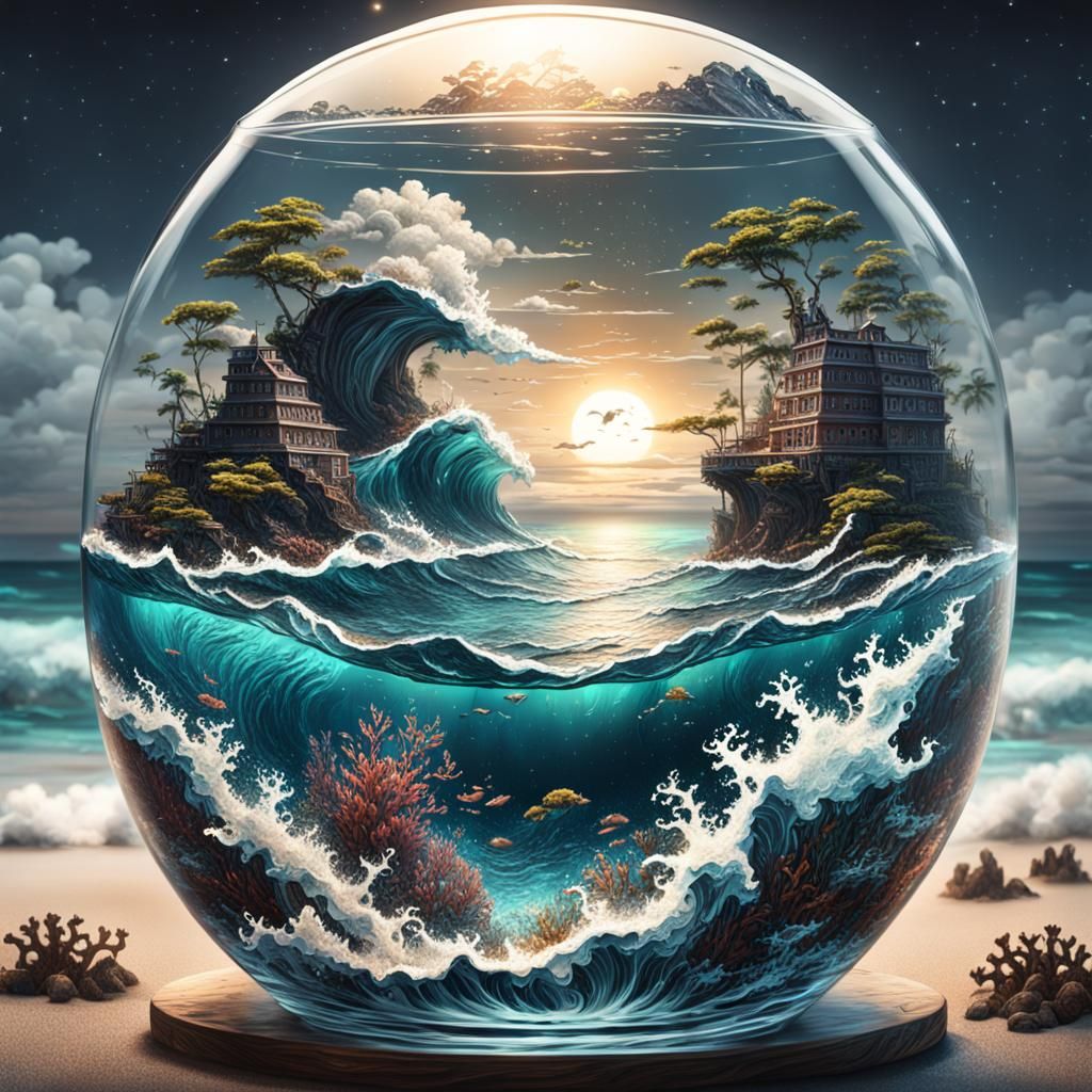 Ocean in a Glass at Midnight: Digital Matte Painting