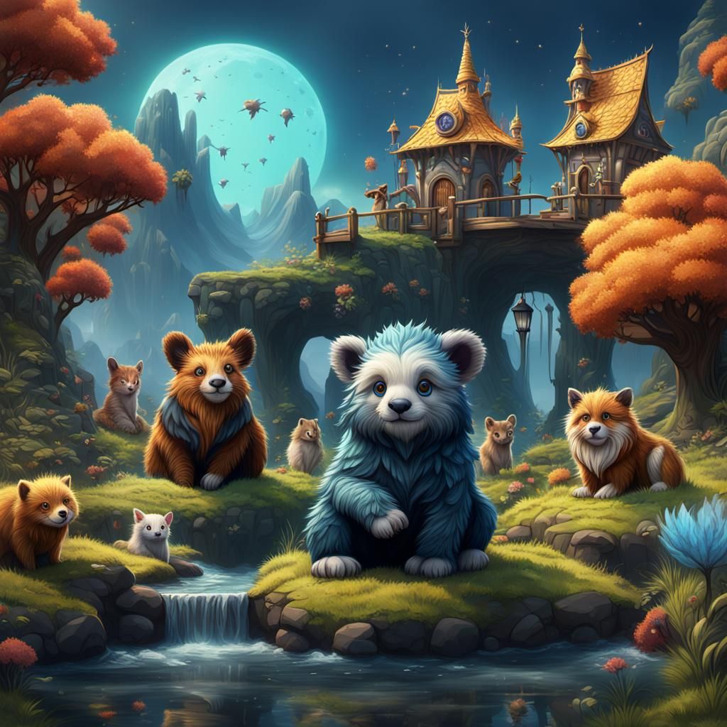 Cute Animals in Detailed Fantasy Concept Art