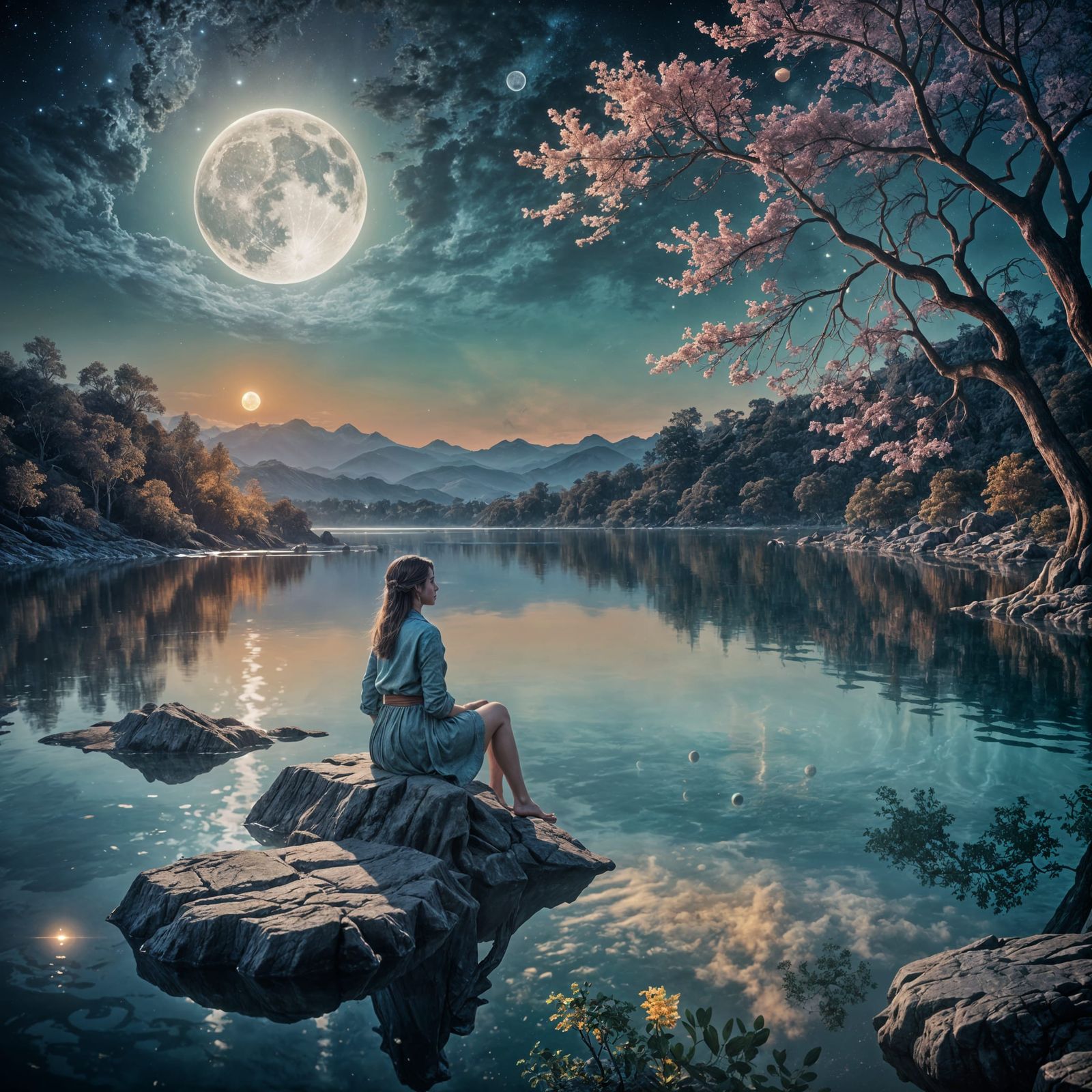 Moonlit Dip: A Fantasy Concept Art Painting