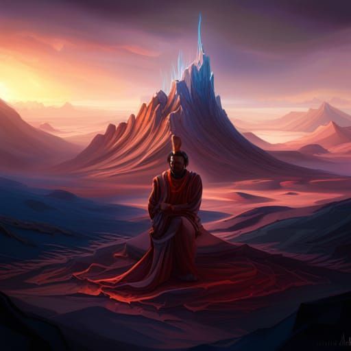 Black God in Royal Desert Firestorm: Matte Painting