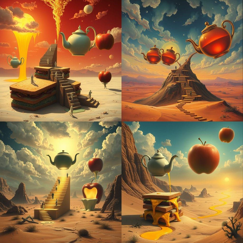 Surreal Desert Dreamscape as Oil Painting