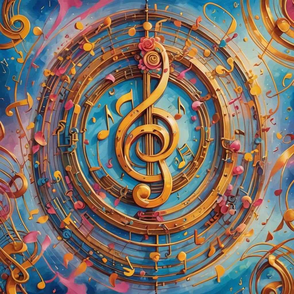 Fantasy Treble Clef in Watercolor Style