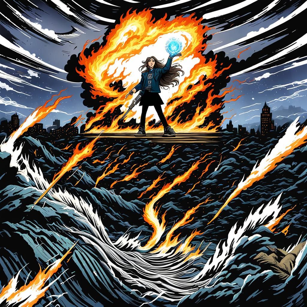 Girl Magic User Battles Soldiers with Spells