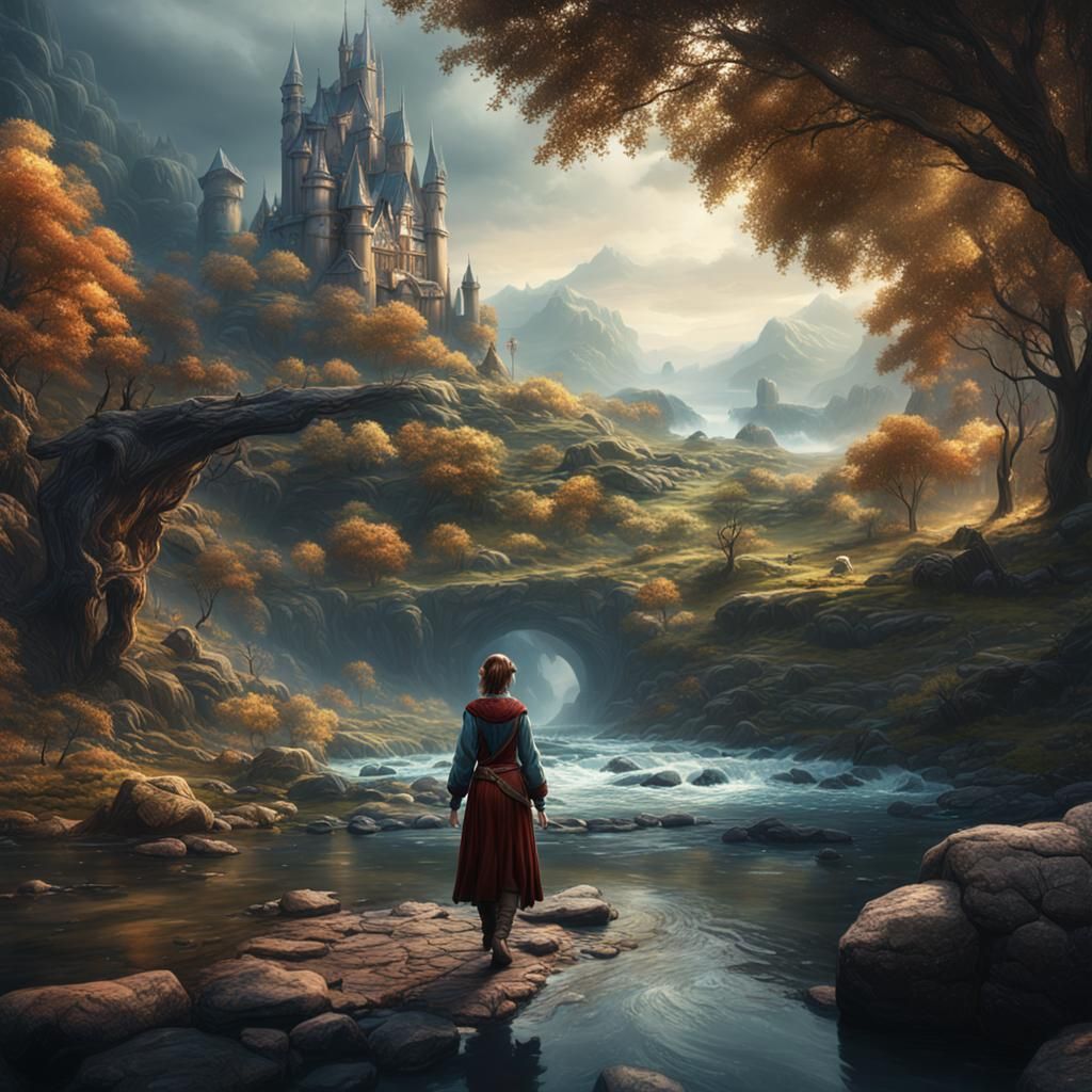 Girl at River: Detailed Matte Painting
