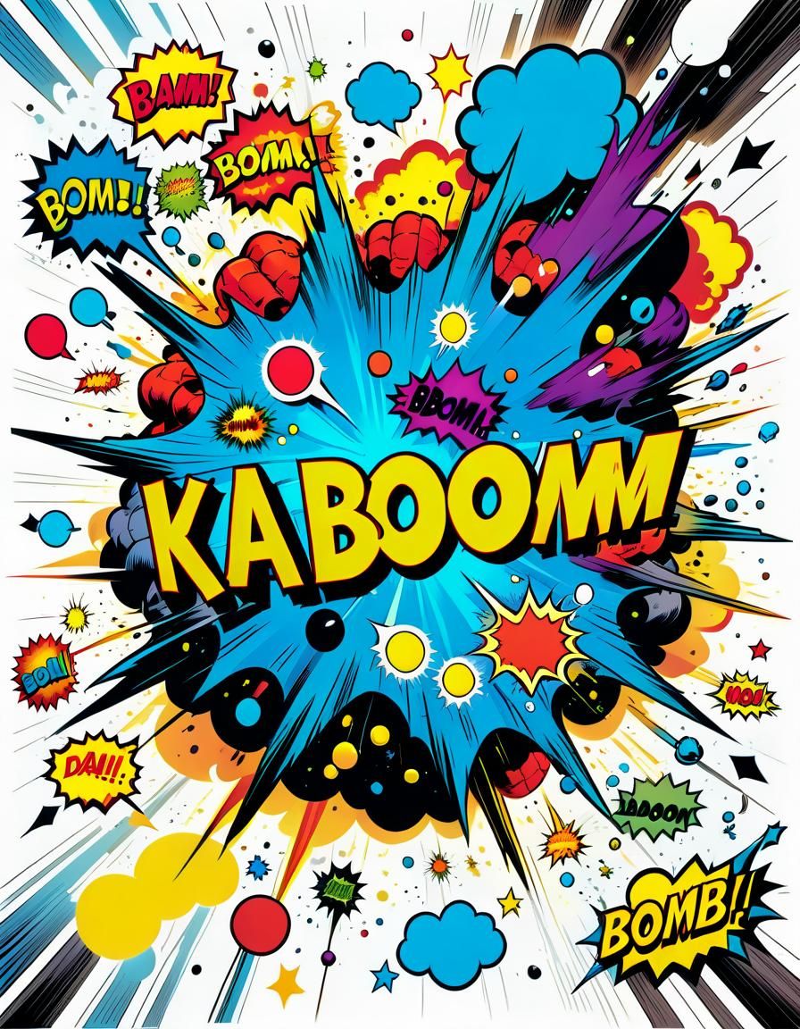 Exploding Comic Book Bomb in Bright Colors