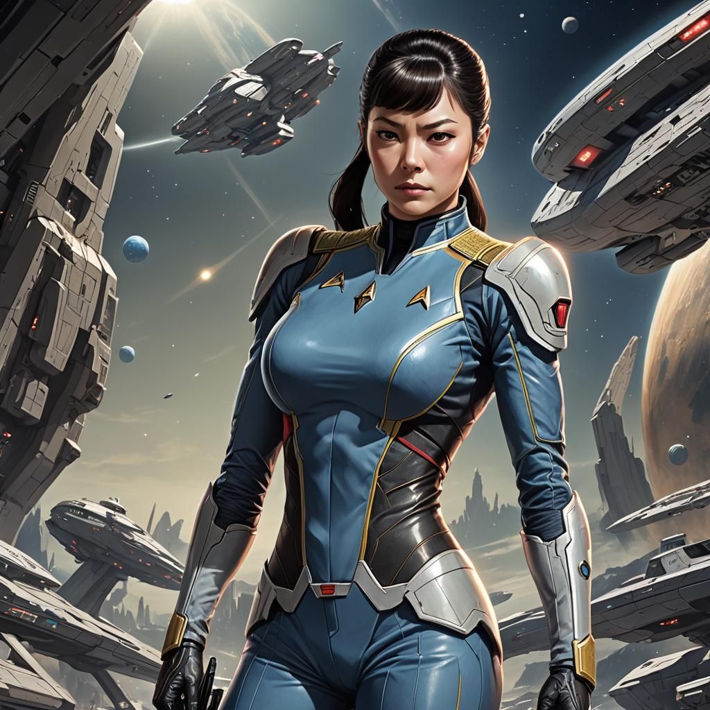 Anime Style Starfleet Captain on Alien Planet