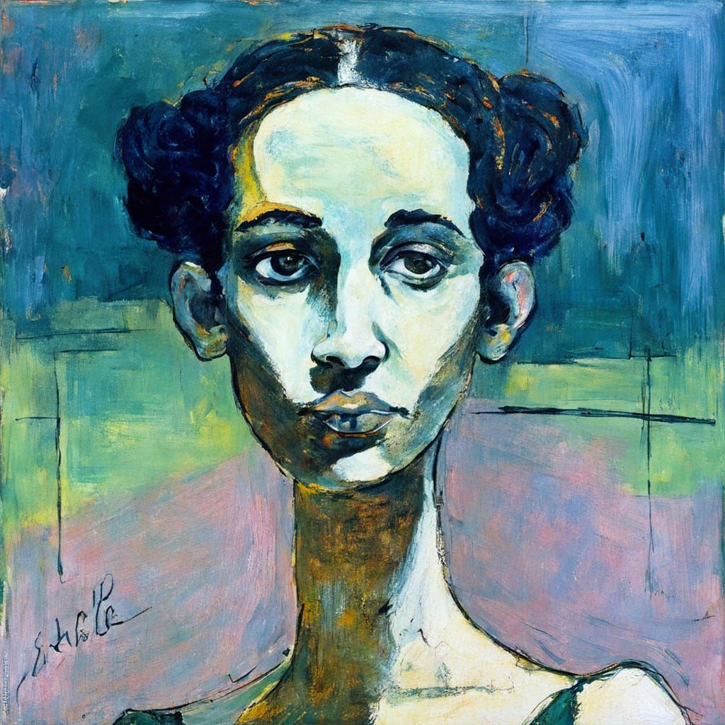Brooding Female Portrait in Expressionist Style