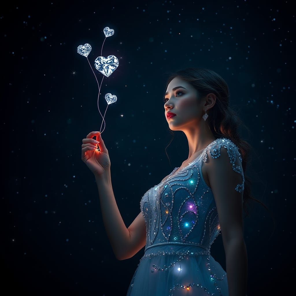 Diamond Heart Weaver in Starry Night Sky