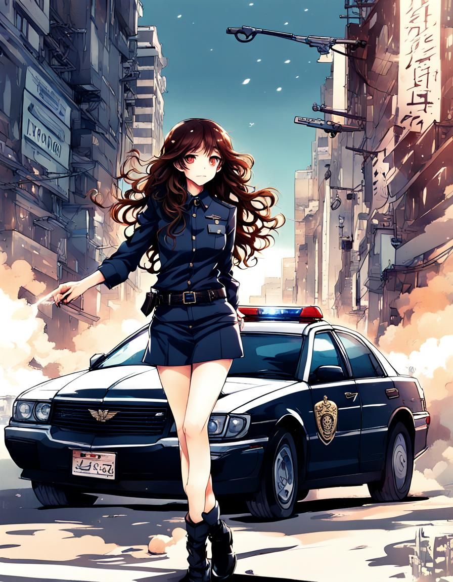 Anime Style Police Officer Illustration