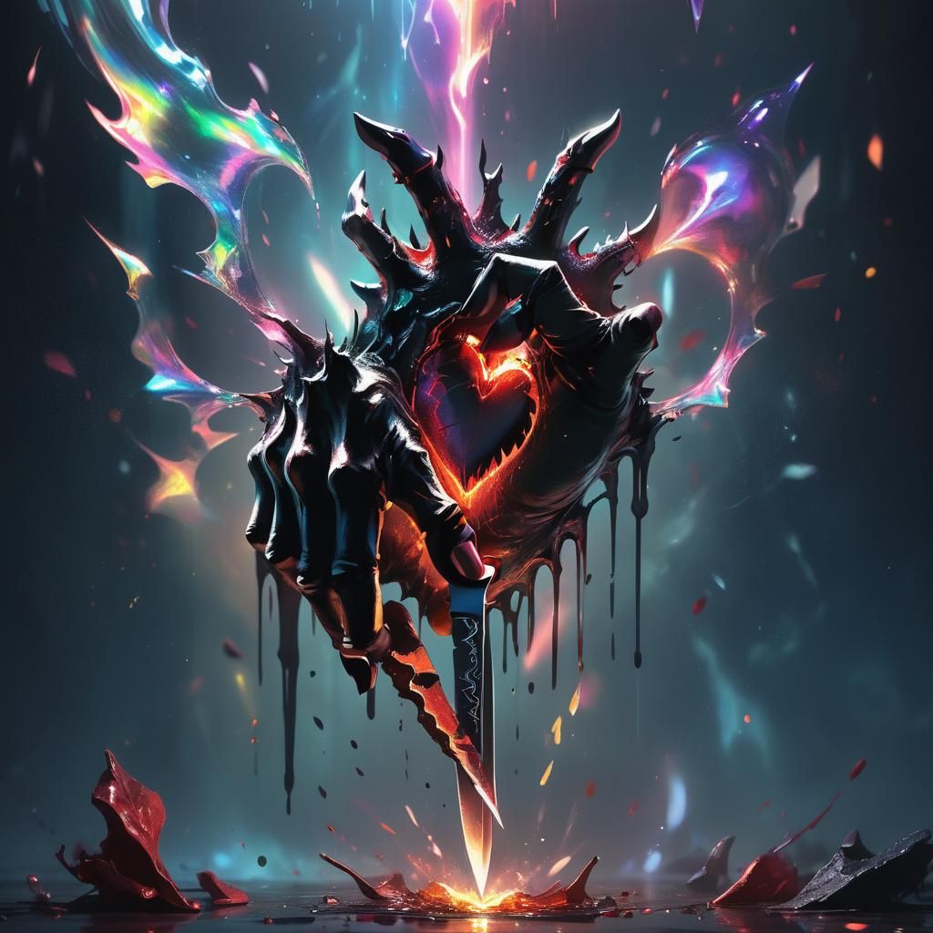 Demonic Hand Pierces Heart in Gothic Dark Fantasy