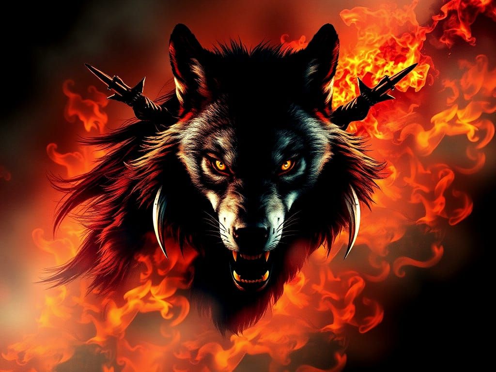 Wolf Warrior Logo in Dark Pastel Comic Art