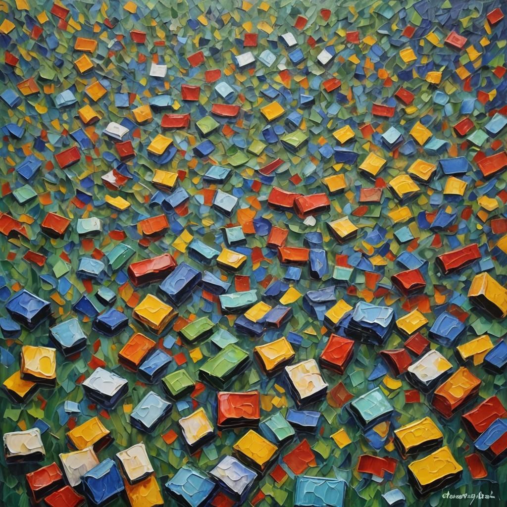 Textured Colorful Painting in Expressionist Style