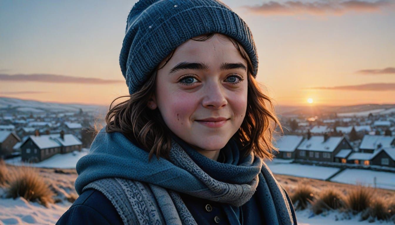 Maisie Williams As Ashildr In Snowy Sunset Landscape