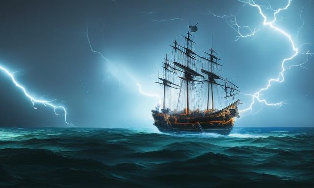 ship on a mystical sea