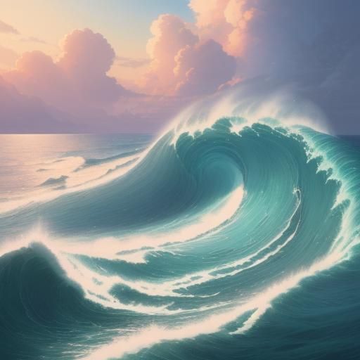 Ocean Waves in Studio Ghibli Anime Style