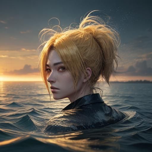 Anime SOS Signal in Golden Sunset Light